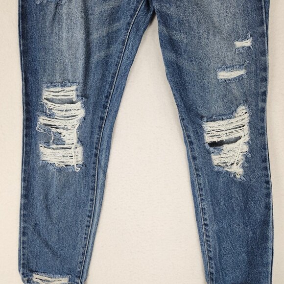 Kancan Jeans Womens 29 Blue High Rise Distressed Mom Jean Cotton Casual Denim - Picture 3 of 12